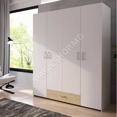 Dulap Fortuna Econobox 159x190 White/Puccini Oak