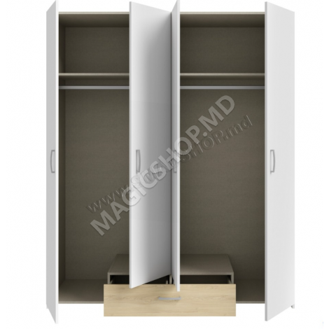 Dulap Fortuna Econobox 159x190 White/Puccini Oak