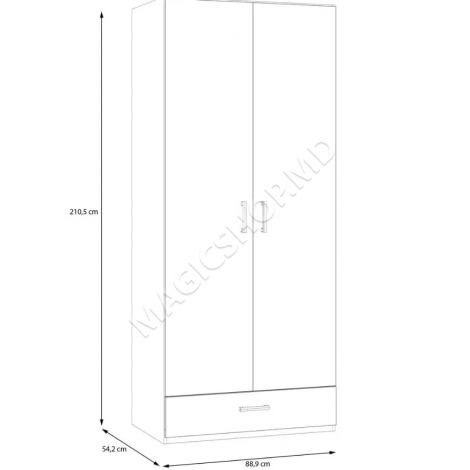 Dulap Fortuna Econobox 2 89x210 cm White