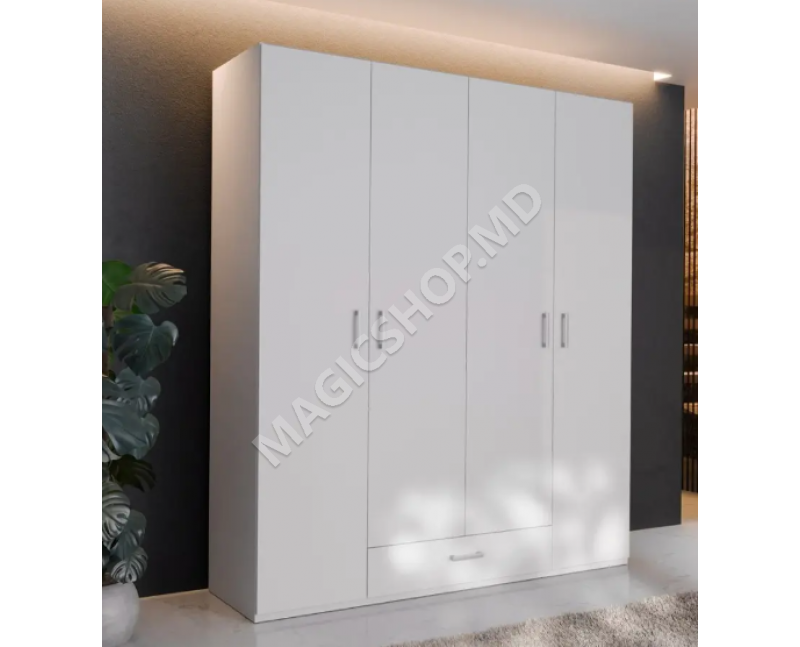 Dulap Fortuna Econobox 159x190 White/Puccini Oak