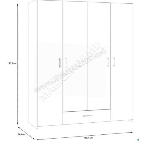 Dulap Fortuna Econobox 159x190 White/Puccini Oak