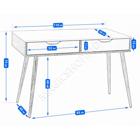 Masa de birou Jumi cu 2 sertare 110 cm