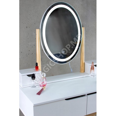 Туалетный столик JUMI со стулом и овальным зеркалом со светодиодной подсветкой