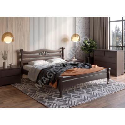 Pat din lemn natural MaxDiMob Krono 160x200 cm (alb; venge)
