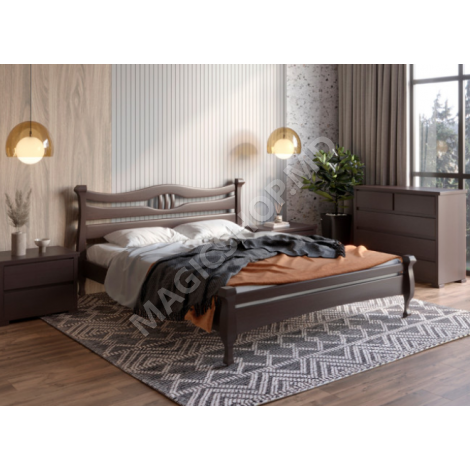 Pat din lemn natural MaxDiMob Krono 180x200 cm (alb; venge)