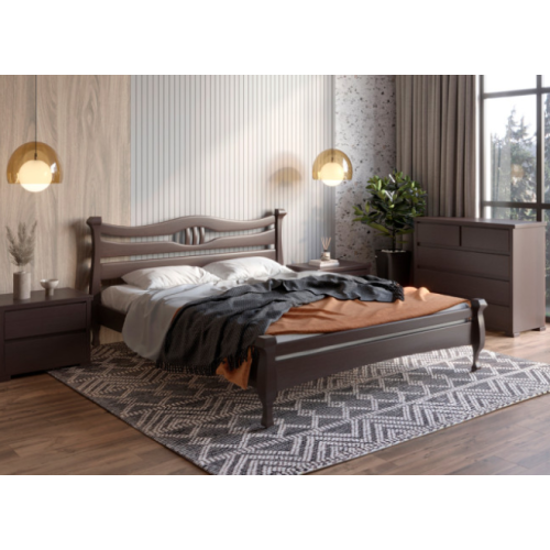 Pat din lemn natural MaxDiMob Krono 160x200 cm (alb; venge)