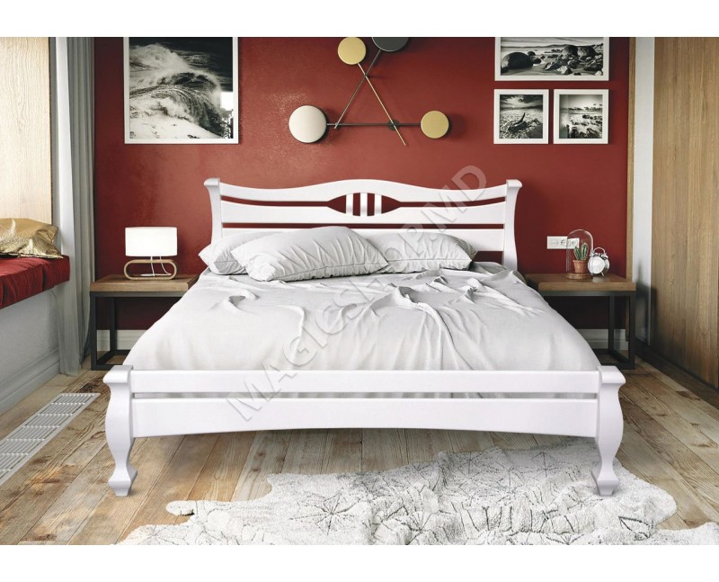 Pat din lemn natural MaxDiMob Krono 180x200 cm (alb; venge)