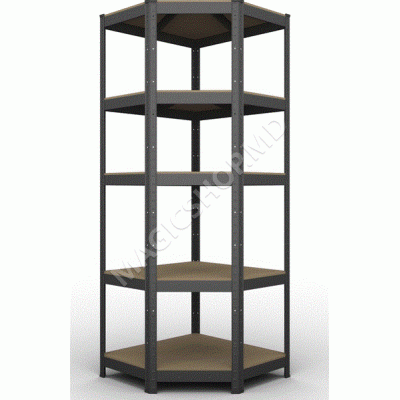 Raft metalic de depozitare Nex Budget 1800x900x400x705 mm, 5 rafturi MDF, colț, Antracit
