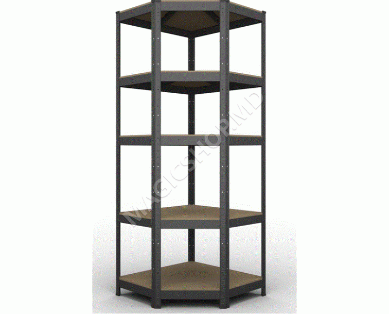Raft metalic de depozitare Nex Budget 1800x900x400x705 mm, 5 rafturi MDF, colț, Antracit