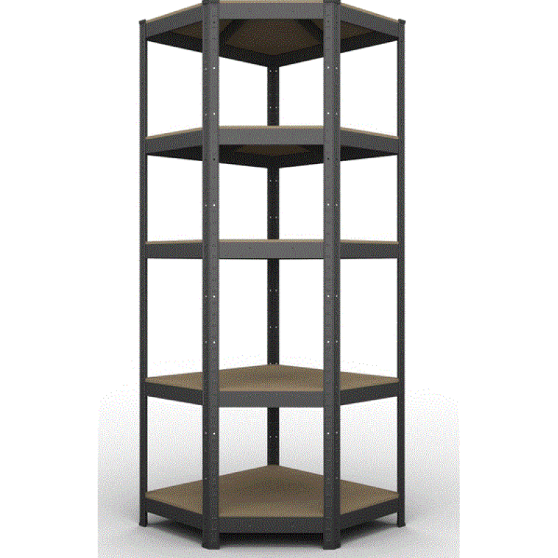 Raft metalic de depozitare Nex Budget 1800x900x400x705 mm, 5 rafturi MDF, colț, Antracit