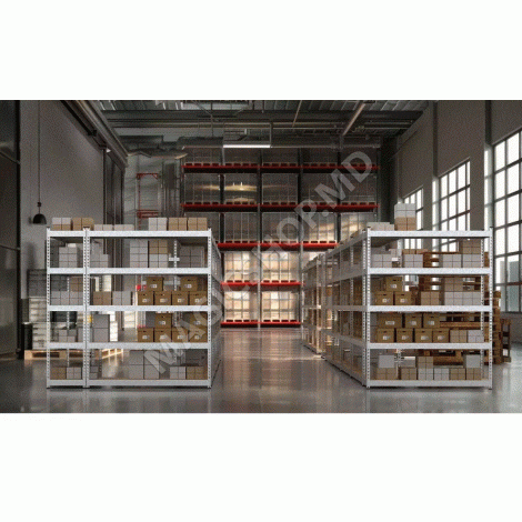 Raft metalic de depozitare Nex Titan 2160x1200x800 mm, 5 rafturi MDF, galvanizat