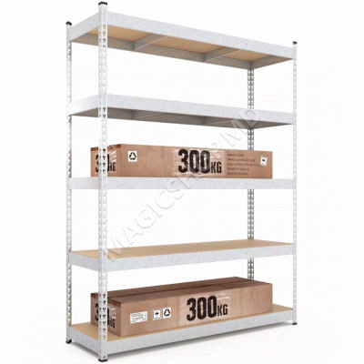 Raft metalic de depozitare Nex Titan 2160x1200x800 mm, 5 rafturi MDF, galvanizat