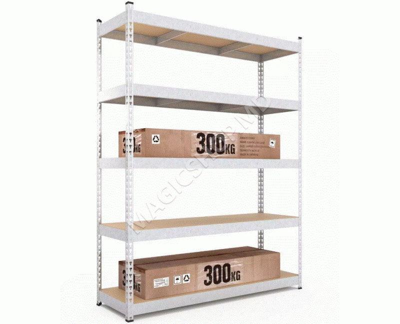 Raft metalic de depozitare Nex Titan 2160x1200x800 mm, 5 rafturi MDF, galvanizat