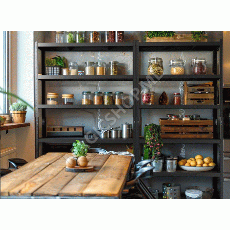  Raft metalic de depozitare Nex Budget 1800x900x400 mm, 5 rafturi metal, antracit