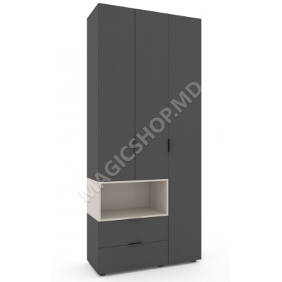 Dulap cu usi batante Nex Home A002L, 100x42x230 cm, Anthracit/Cashmere