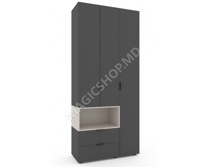 Dulap cu usi batante Nex Home A002L, 100x42x230 cm, Anthracit/Cashmere