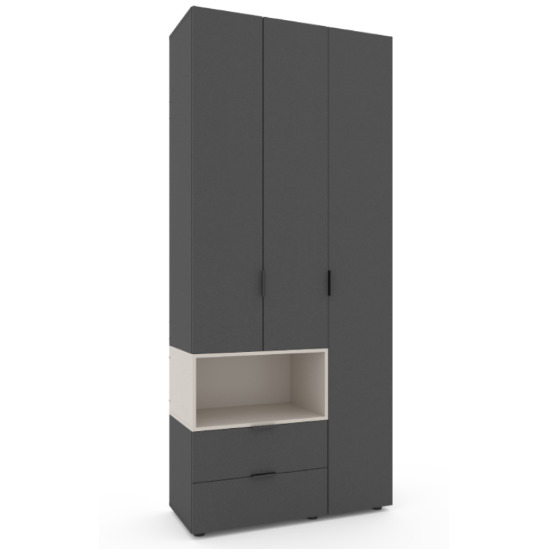 Dulap cu usi batante Nex Home A002L, 100x42x230 cm, Anthracit/Cashmere