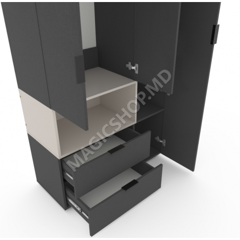 Dulap cu usi batante Nex Home A002L, 100x42x230 cm, Anthracit/Cashmere