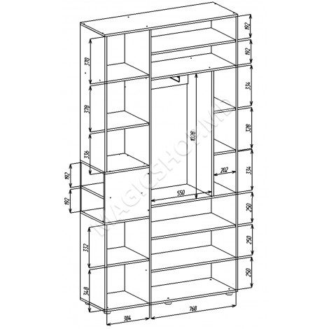 Dulap cu usi batante A015L, 120x42x230 cm, alb