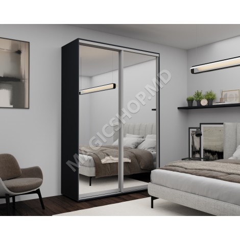 Dulap cu uși glisante Oglinda 180x60x240 cm alb, sonoma, wenge