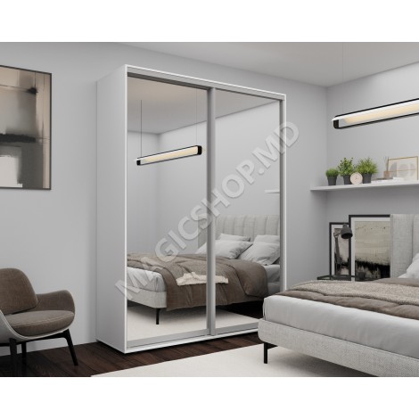 Dulap cu uși glisante Oglinda 180x60x240 cm alb, sonoma, wenge