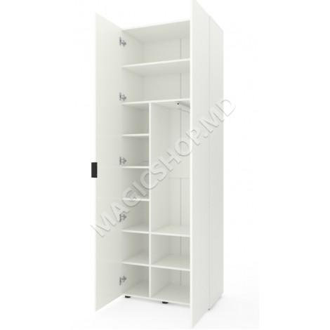 Dulap cu usi batante Nex Home A007, 80x42x230 cm, White Snow