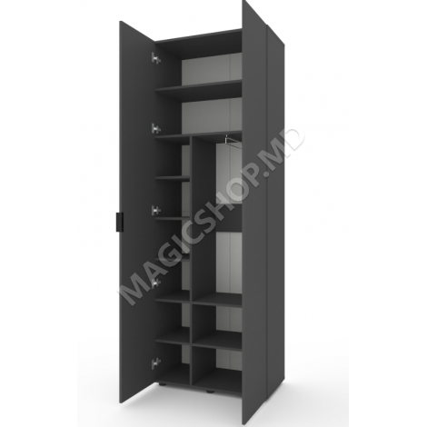 Dulap cu usi batante Nex Home A007, 80x42x230 cm, White Snow