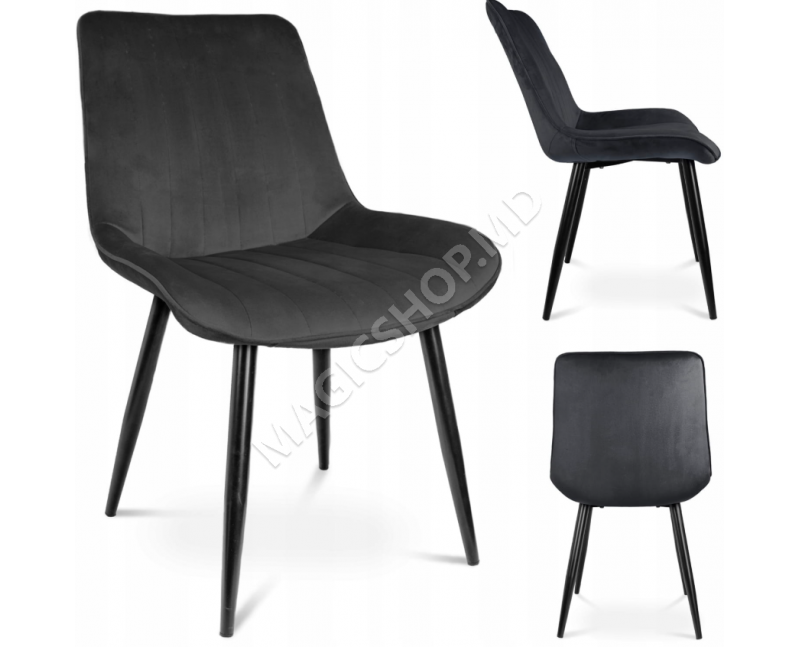 Scaun de bucatarie/living, Jumi VIVA, catifea Negru