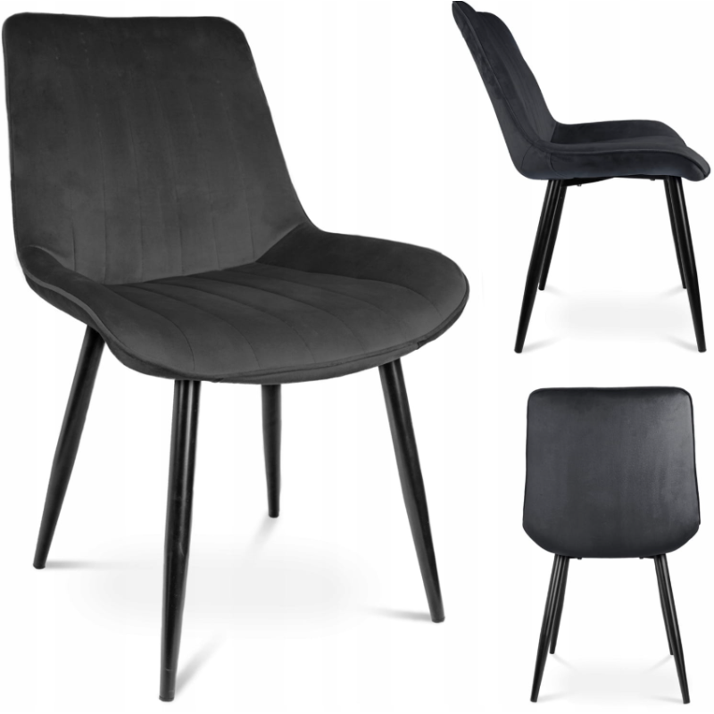 Scaun de bucatarie/living, Jumi VIVA, catifea Negru
