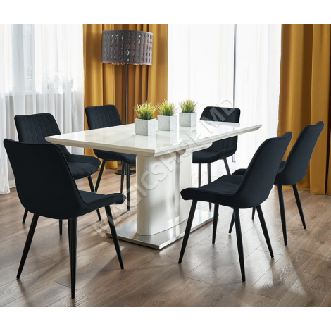 Scaun de bucatarie/living, Jumi VIVA, catifea Negru