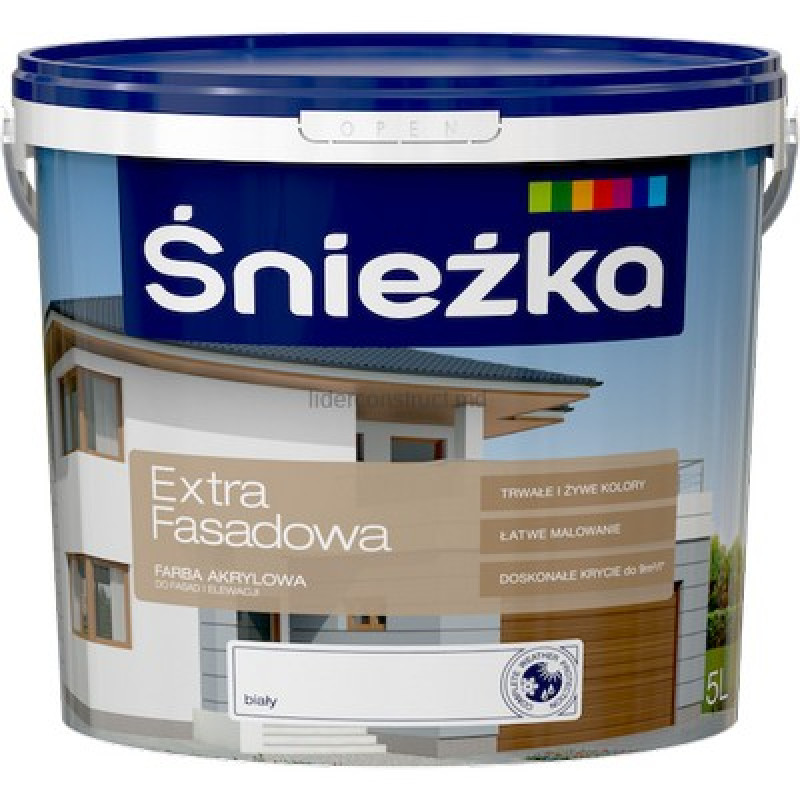 Vopsea acrilica pentru fatade EXTRA FASADOWA Sniezka, mat, alba, 10 l
