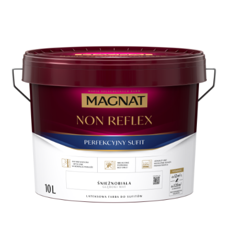 Vopsea ultralavabila pentru tavane, alba mata, 10 L, Non Reflex, Magnat