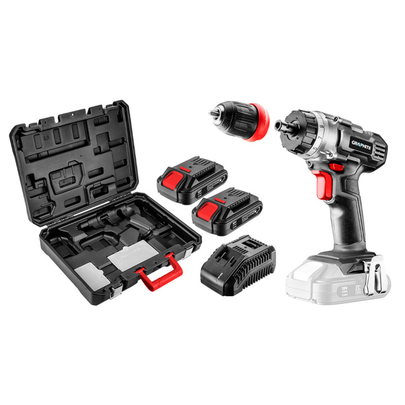 Masina de gaurit si insurubat Graphite 58G022-SET2. 18 V. 2 x 2.0 Ah. incarcator