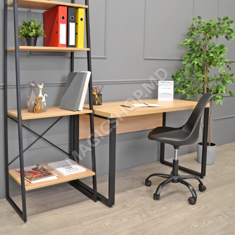 Офисный стол B-120 (120×60)~Sonoma, трюфель/чёрный