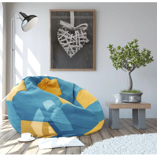 Fotoliu DP Bean Bag LIGHT BLUE-YELLOW