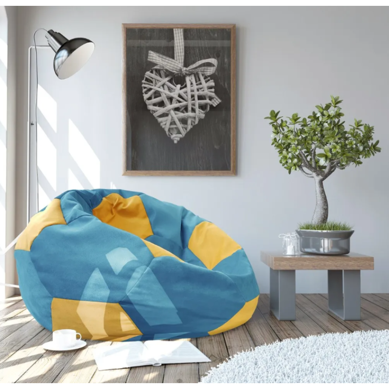Fotoliu DP Bean Bag LIGHT BLUE-YELLOW