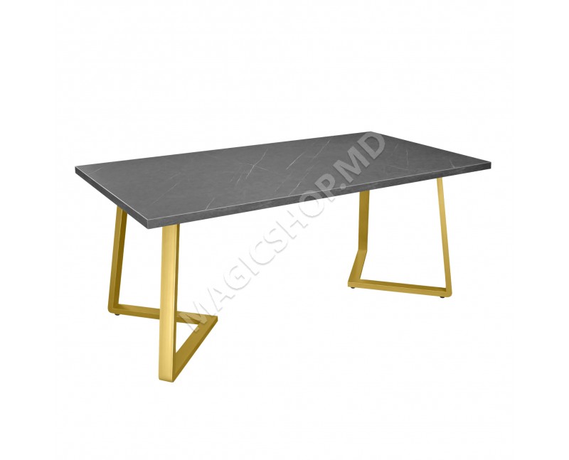 Masă FRIDA Marmură Neagră+Golden Legs 180×90