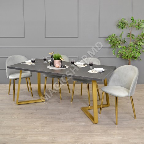 Masă FRIDA Marmură Neagră+Golden Legs 180×90