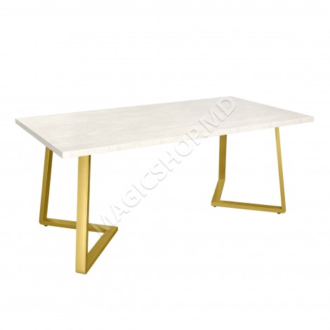 Masă FRIDA Marmură Neagră+Golden Legs 180×90