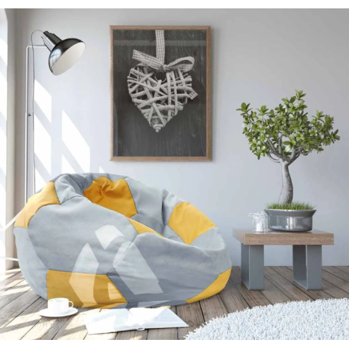 Fotoliu DP Bean Bag GREY-YELLOW