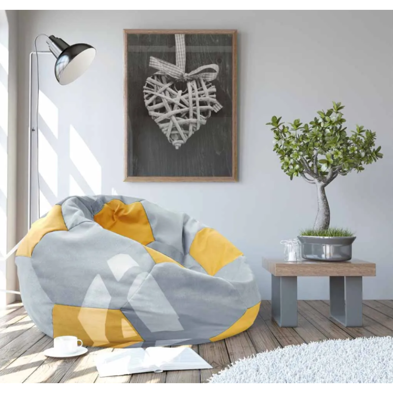 Fotoliu DP Bean Bag GREY-YELLOW