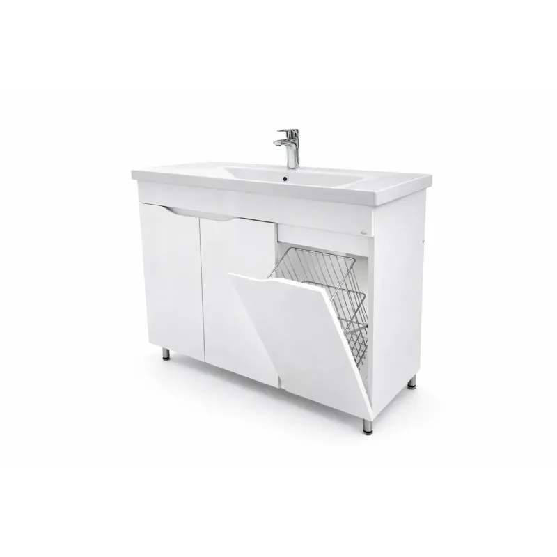Mobilier baie Print cu cos pentru rufe Alb 100 cm