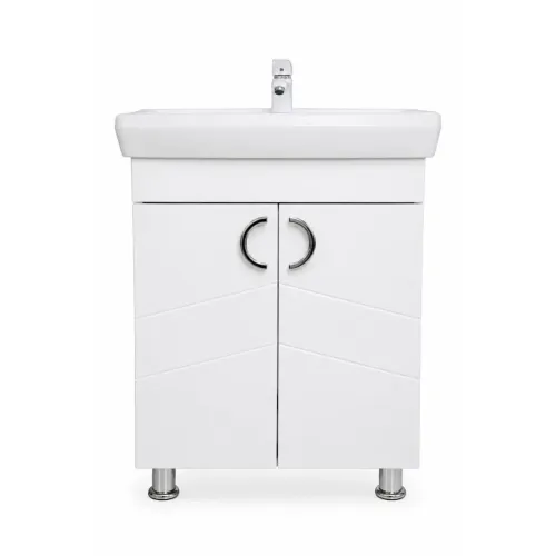 Mobilier baie Alpin cu 2 usi 65 cm, alb, bej, turcoaz