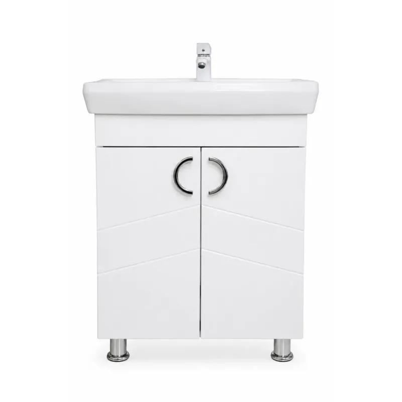 Mobilier baie Alpin cu 2 usi 65 cm, alb, bej, turcoaz