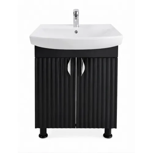 Mobilier baie Aqua 70 cm, alb, bej, negru mat