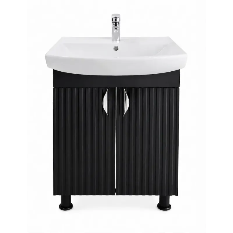 Mobilier baie Aqua 70 cm, alb, bej, negru mat