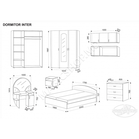 Кровать Ambianta Inter 160x200 см  Венге
