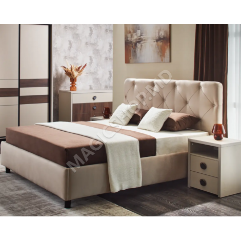Кровать Ambianta Cristal 160x200 см, Белый, Бежевый, Серый, Коричневый, Фунго