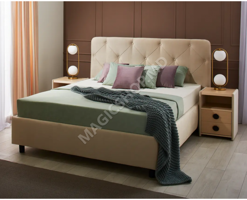Кровать Ambianta Cristal 160x200 см, Белый, Бежевый, Серый, Коричневый, Фунго