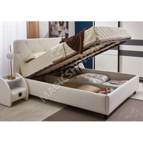 Кровать Ambianta Cristal 160x200 см, Белый, Бежевый, Серый, Коричневый, Фунго